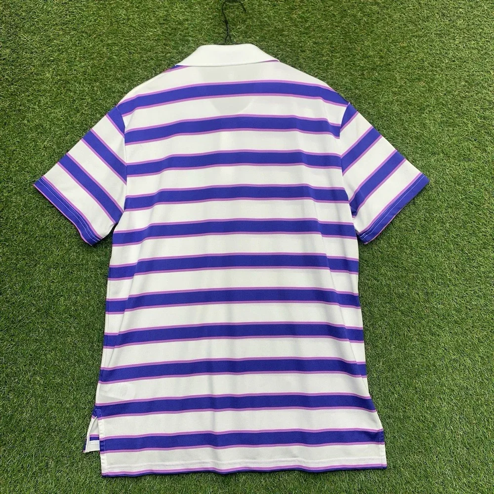 RLX Ralph Lauren Golf Polo Shirt Mens Medium Striped Athletic Sportswear Sport